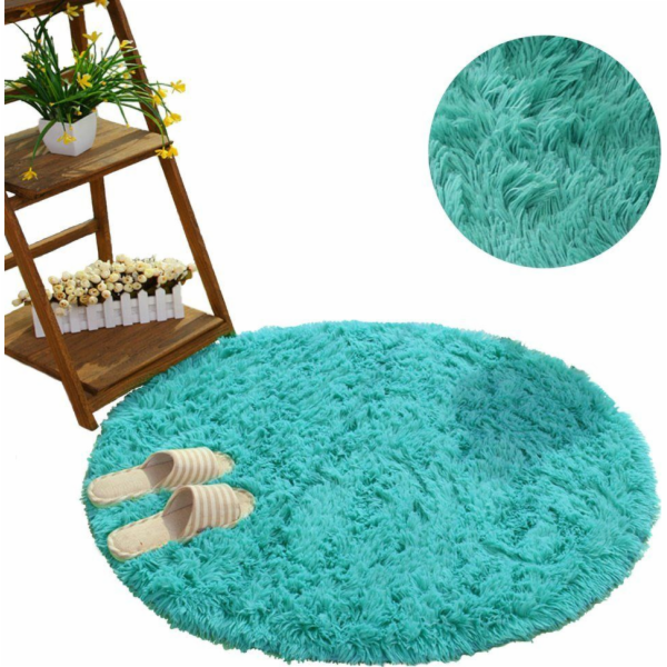 Strado Kulatý koberec Shaggy Strado 100x100 TurquoiseSea ...