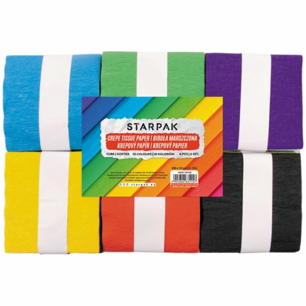 Starpak zmačkaný hedvábný papír 10x200cm 10 barev, 6 ks.