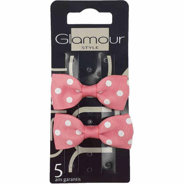 Glamor_pinki růžové tečkované luky 2 ks