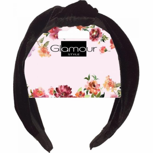 Glamour GLAMOR_Černá velurová čelenka do vlasů s uzlem