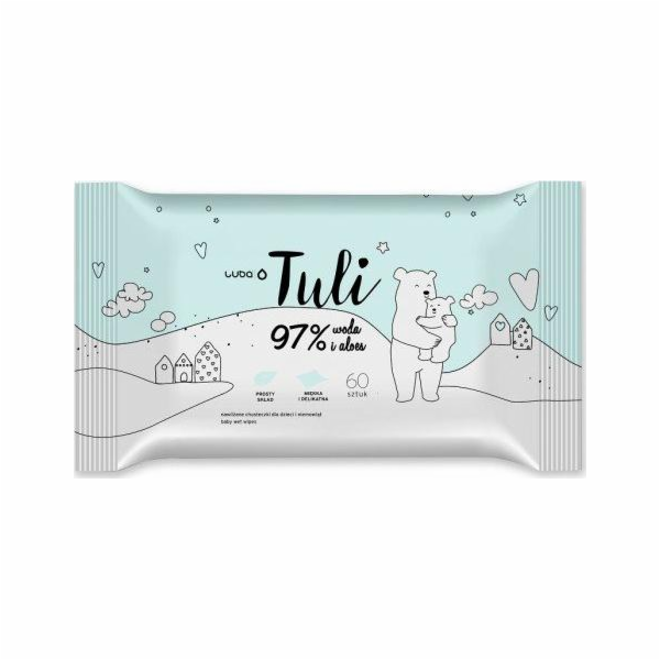 Luba Tuli Vlhčené ubrousky pro děti s vodou a Aloe 60 ks.