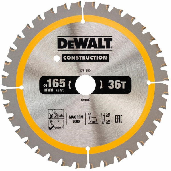 Dewalt Kotoučová pila 165x20mmx36z - DT1950-QZ