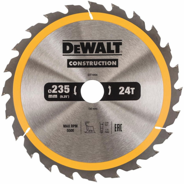 Dewalt Kotoučová pila 235x30mmx24z - DT1954-QZ