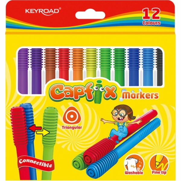 Keyroad Markers KEYROAD Capfix Markers, 12 ks., trojúheln...