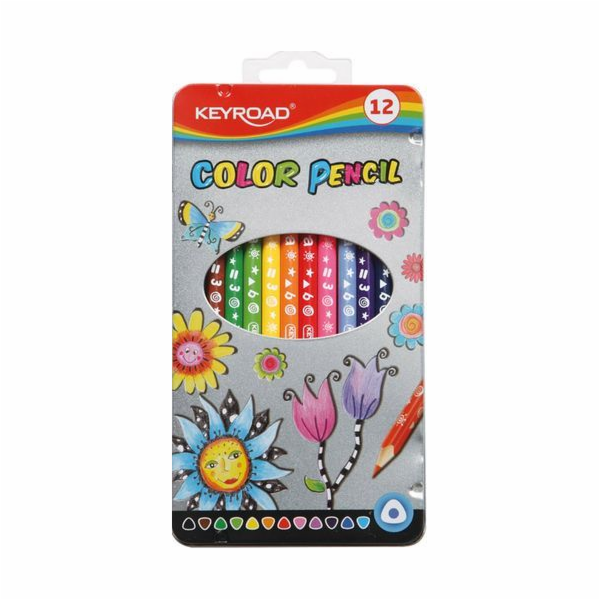 Keyroad KEYROAD TRIANGUAR CENCILS 12 BAREV V KOVOVÉ KRABICI