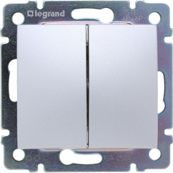 Legrand Valena dvojitý spínač 10A hliníkový (770218)
