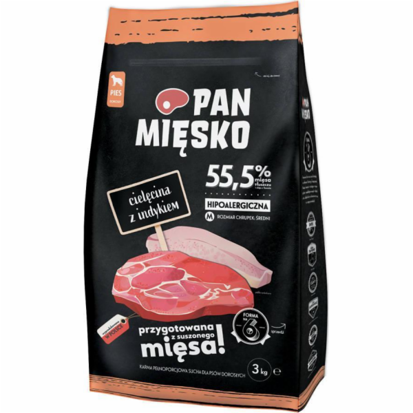 Telecí pánev s krůtím M - suché krmivo pro psy - 3 kg