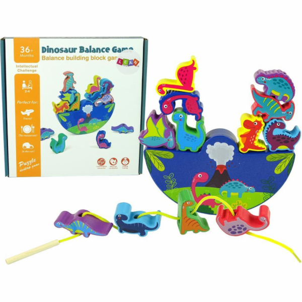 Lean Sport Dřevěné arkádové puzzle, bloky dinosaurů