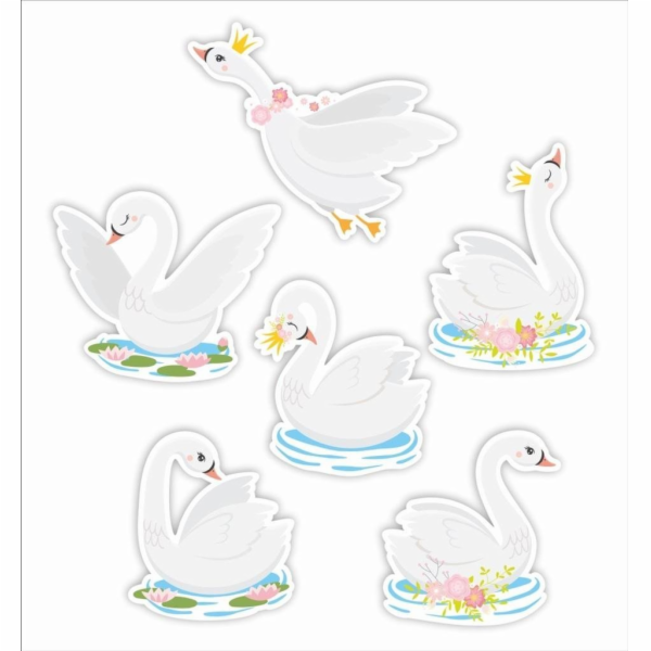 LearnHow Oboustranné okenní dekorace - Labutě 01 6 ks