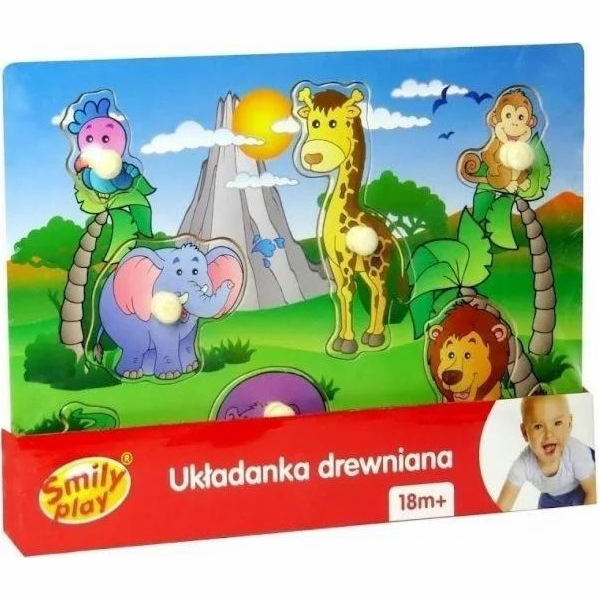 Smily Play Dřevěné puzzle ZOO úchyty