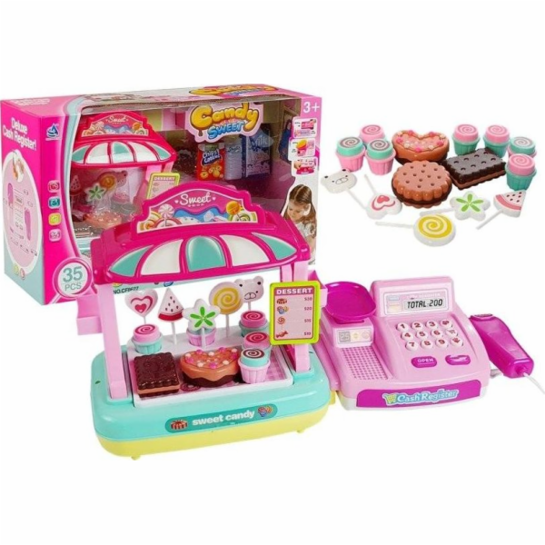 Leantoys Cash Register + Candy Shop Sweets Stall 35 Elements