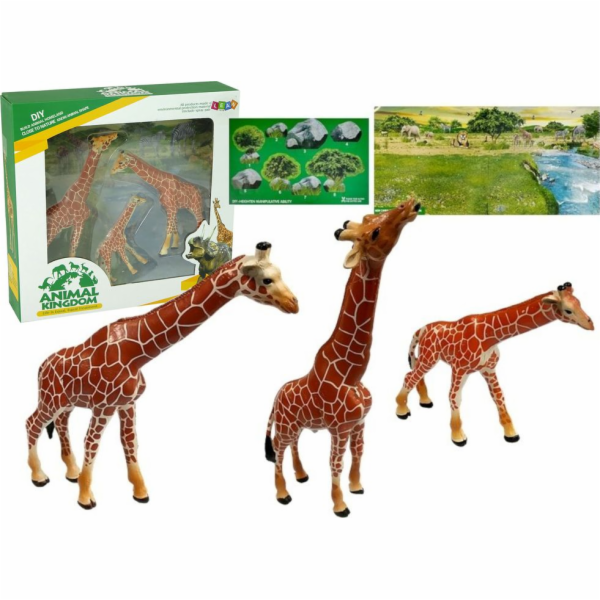 Import figurky Leantoys Giraffe Family + pozadí Afrika (5...