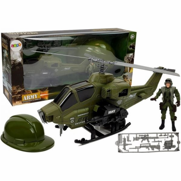 Leantoys Vojenská figurka - vrtulník, helma a voják (7877)