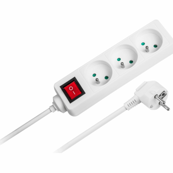 Bílý povstalec Rebel s přepínačem 3 zásuvky - 5m (1,5 mm)