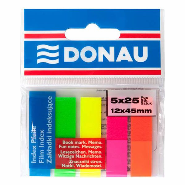 Donau ZÁLOŽKY 45X12/25 5-KOL. NEON TRANSPARENT 7577001PL-99
