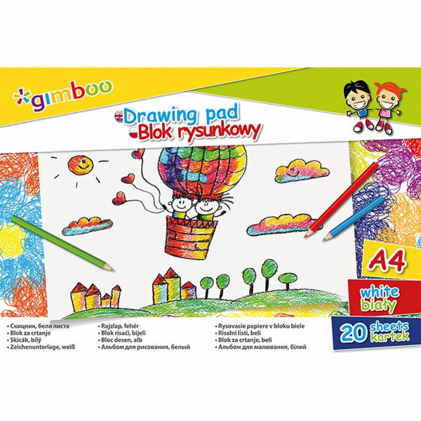 Gimboo A4 20k bílý kreslící blok