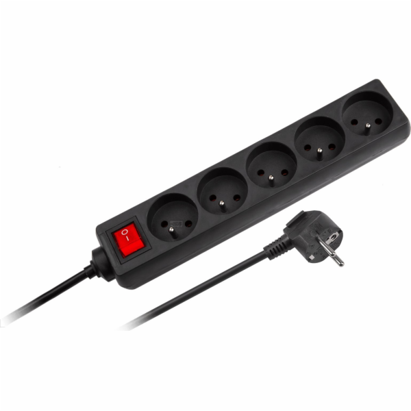 Rebel Black Network 5 Sockets se spínačem, 3M kabel (1,5 mm)