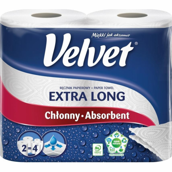 Velvet Celulózové role ručníků VELVET Nejdelší, 2vrstvé, ...