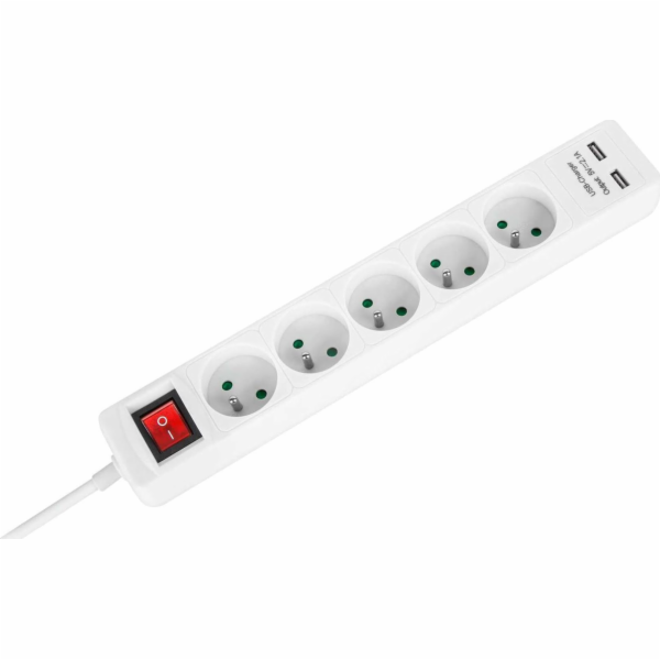 Rebel Rebel Rebel 5 Sockets + 2 USB zásuvky s přepínačem ...