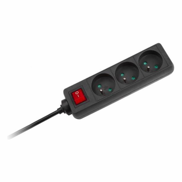 Rebel Power Strip 3 zásuvky 1,5 m černé (URZ3197-1.5)