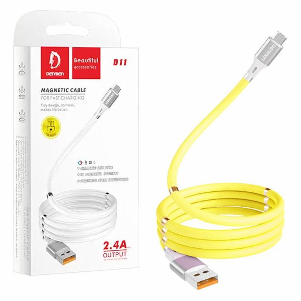 Denmen USB-A – USB-C kabel USB 1 m žlutý (29365)