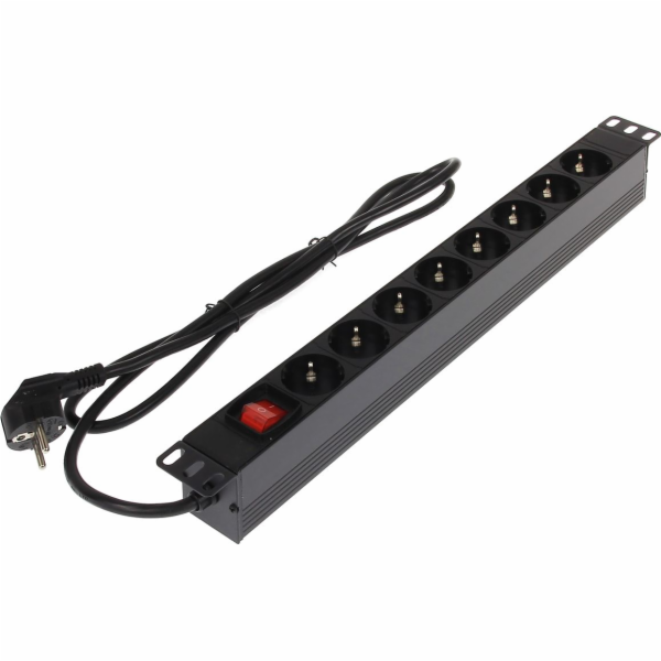 Power Strip 19 1U 8x Schuko Socket se spínačem (L19/8)