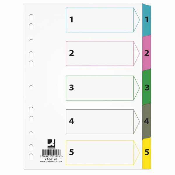 Q-Connect Mylar Cardboard Dividers A4 1-5 (KF00161)
