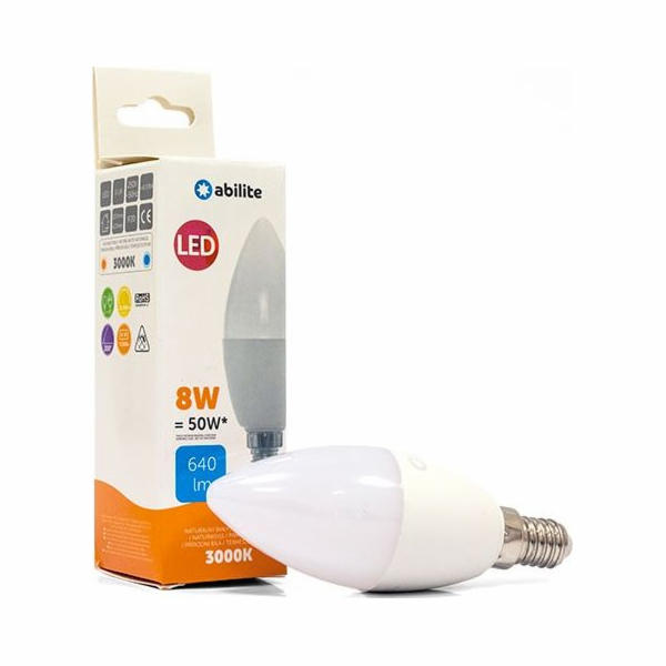 Abilite ABILITE LED ŽÁROVKA MLÉKO SVÍČKA TEPLÁ E14 8W/230...