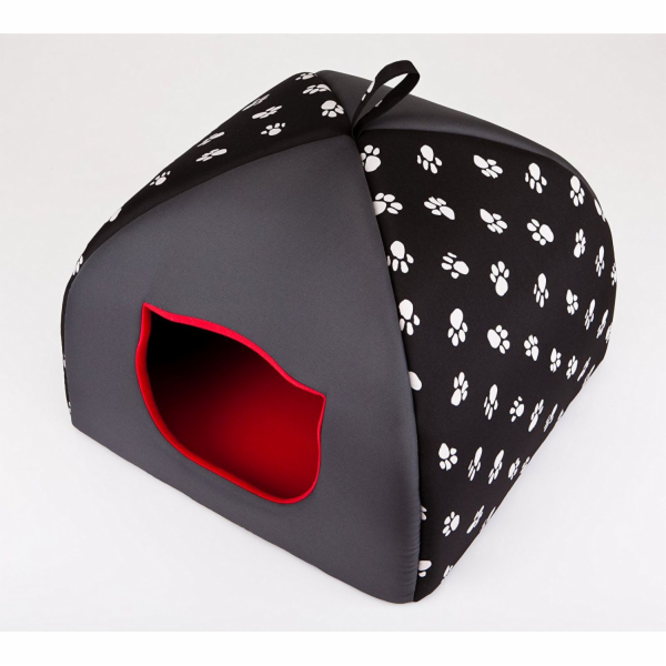 Hobbydog Budka Igloo - černá s tlapkami R2
