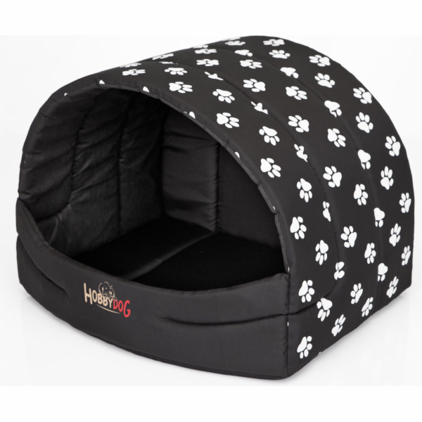 Hobbydog Budka Suflera - černá s tlapkami R3