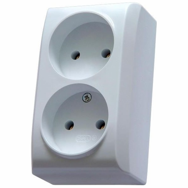 Ospel BIS Socket s dvojitým namontovaným IP20 White (GN-2...