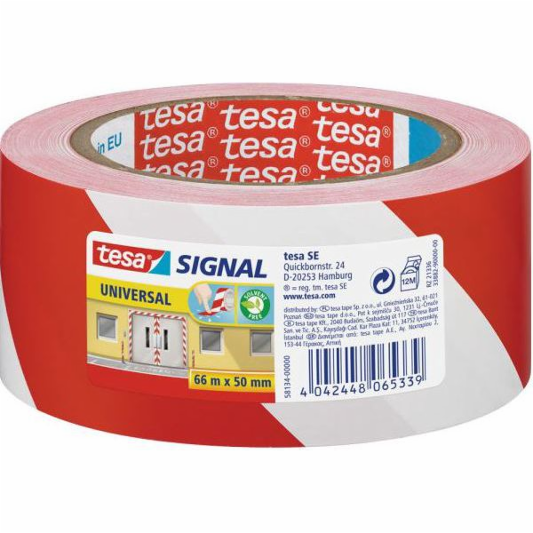 Tesa Pakowa páska 66 m x 50 mm, červená/bílá (11608a)