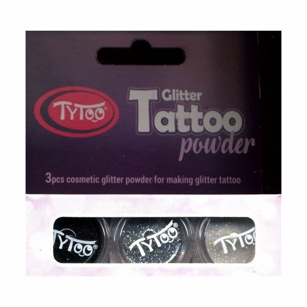 Dante Too Tattoos Sada třpytů - 3 barvy - černá, šedá a bílá