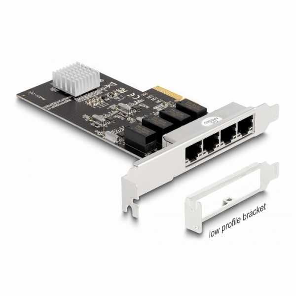 DeLOCK PCIe x4 až 4 x RJ45 Gbit, LAN adaptér
