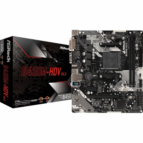 Základní deska B450M-HDV R4.0 AM4 2DDR4 VGA / DVI / HDMI ...
