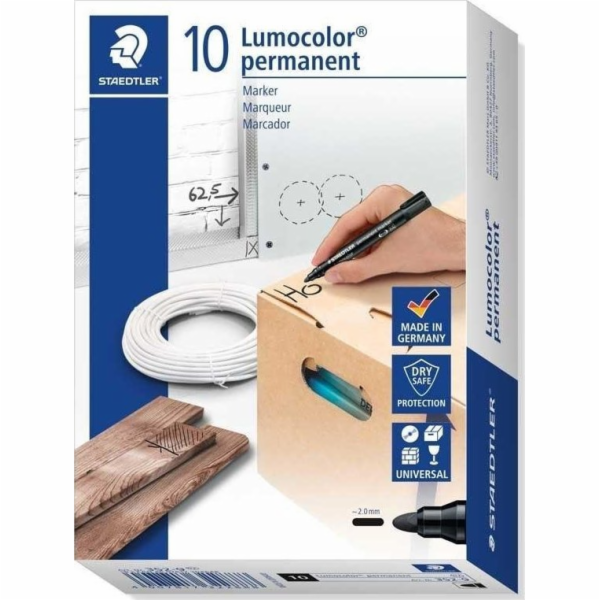 STAEDTLER fixy lumocolor trvalá černá 10 kusů
