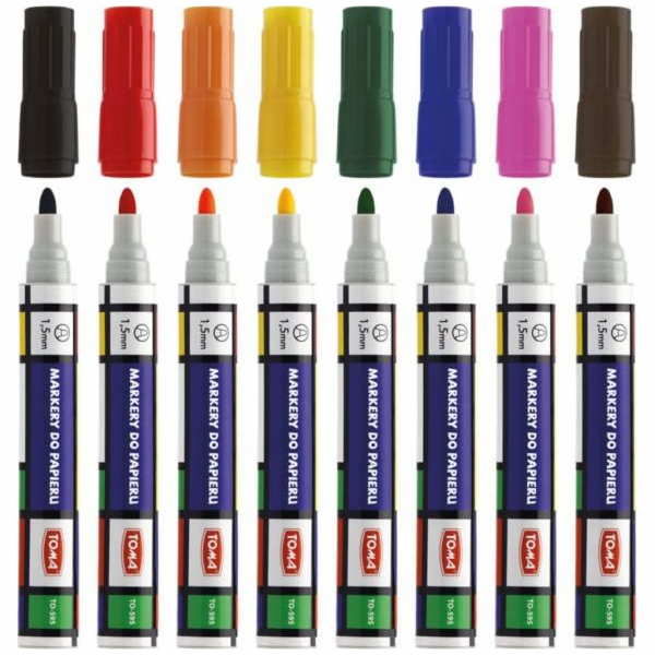 Papírové popisovače Toma TOMA, hrot 2,5mm, 8 barev Toma FAIR