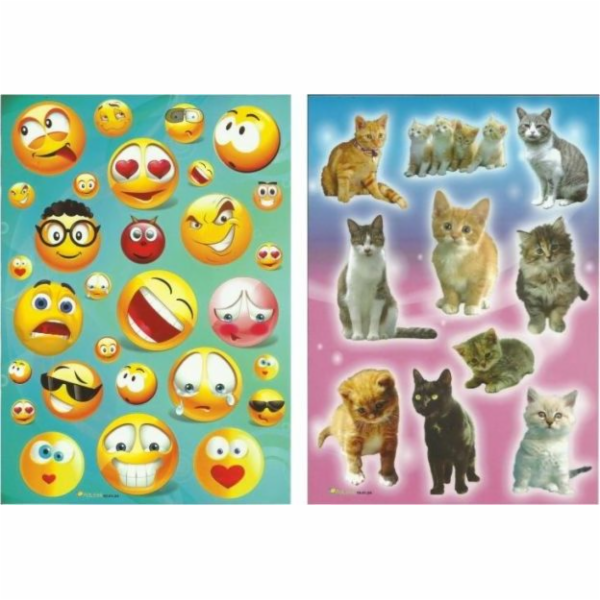 POLSYR&nbsp;Samolepky&nbsp;POLSYR&nbsp;velké&nbsp;-&nbsp;Smajlíci/kočky&nbsp;25&nbsp;ks.&nbsp;Polsyr