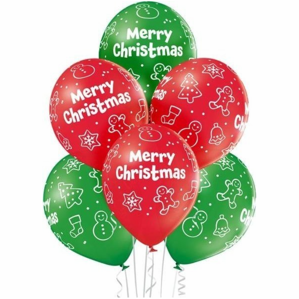 Godan Balloons D11 Merry Christmas 1C5S, 6 ks.