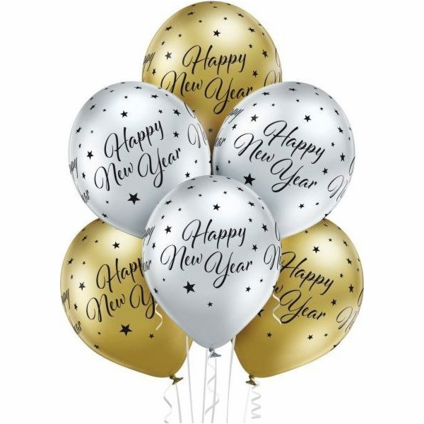 GoDan Balloons D11 Glossy Happy New Year 1C5S, 6 ks.