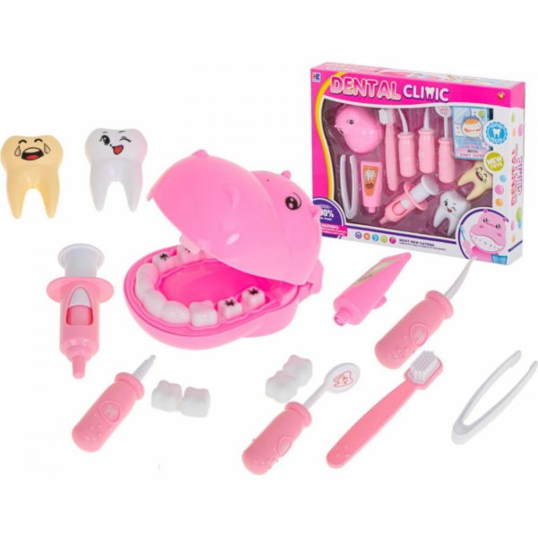 Dvojitý zubař Hroppo Pink Hippo Set