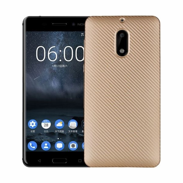 Uhlíková vlákna Nokia 6 Zloty/Gold pouzdro