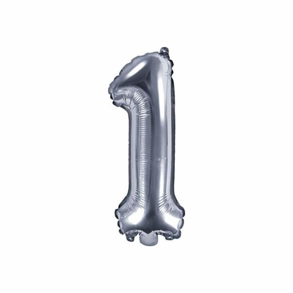 Party Deco Fly Balloon Digit1, 35 cm, univerzální stříbro