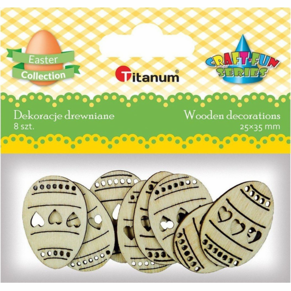 Titanum Dřevěné ozdoby velikonoční vajíčka 8 ks 25x35 mm ...