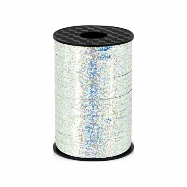 Party Deco Holografická stříbrná plastová stuha, 5 mm, un...