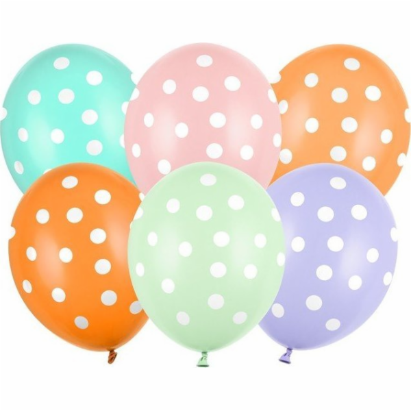 PartyDeco Latexové balónky 30 cm s puntíky, 6 ks