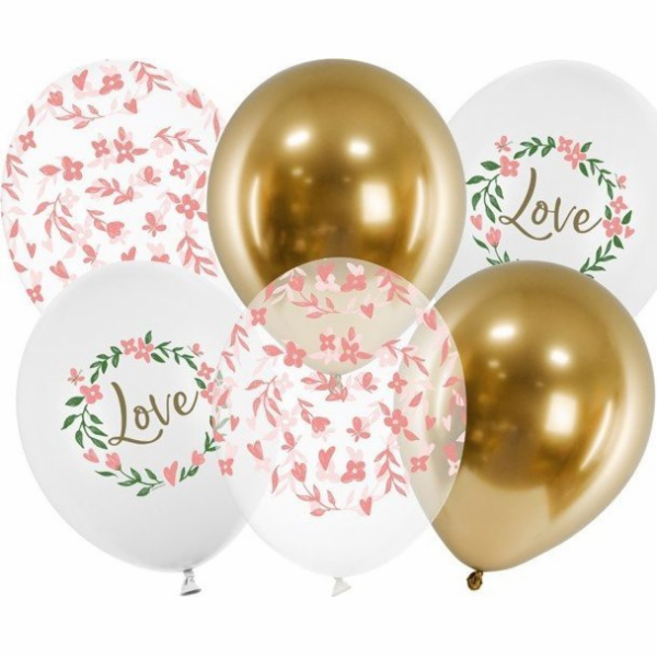 PartyDeco Latex Balloons with Love Print Plant Motiv