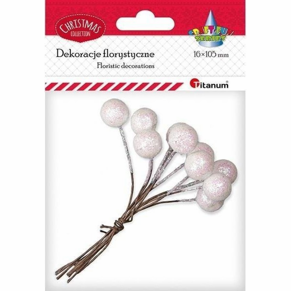 Titanový drát s 15mm bílou třpytivou kuličkou, 10 ks