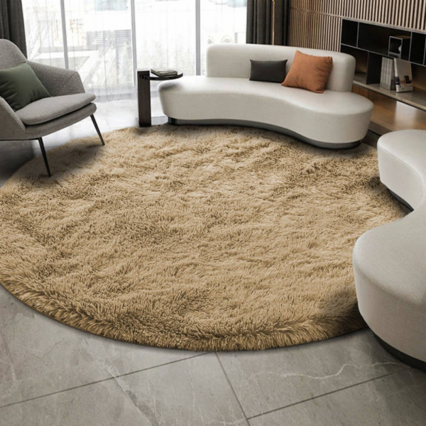 Strado Kulatý koberec Shaggy Strado 200x200 CappuccinoCam...