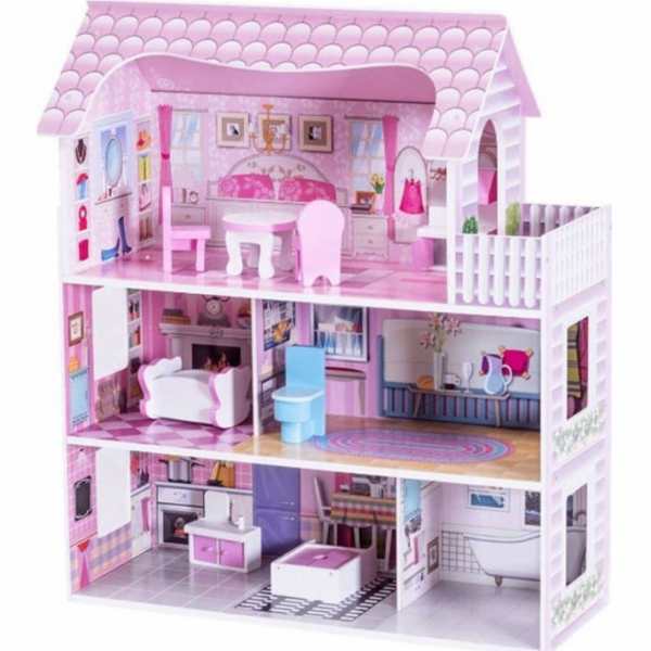 Jokomisiada Wooden House for Dolls Furniture LED Light fo...
